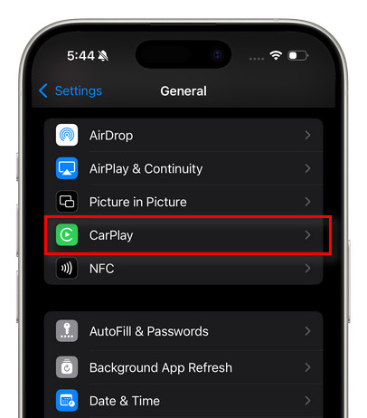 Enable CarPlay on iPhone 16