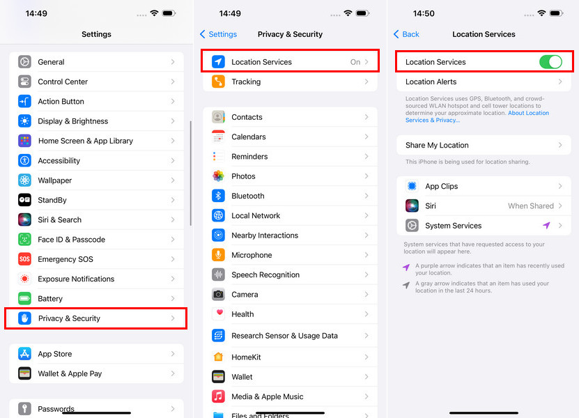 iphone location problems